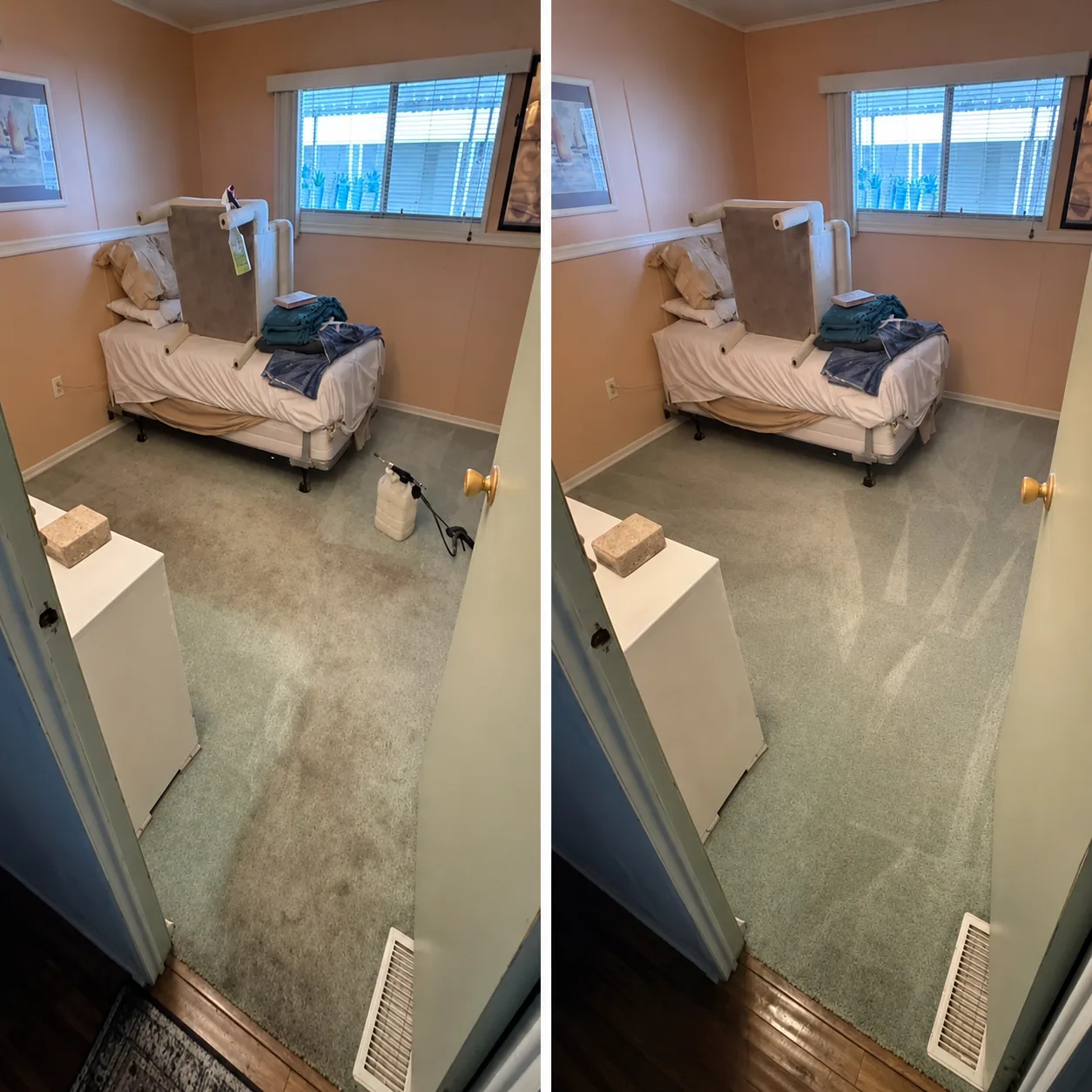 Before and after bedroom carpet steam cleaning result in Ingleburn NSW
