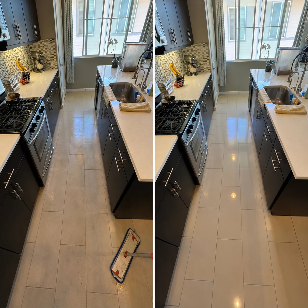Before and after kitchen tile deep cleaning result in Liverpool NSW