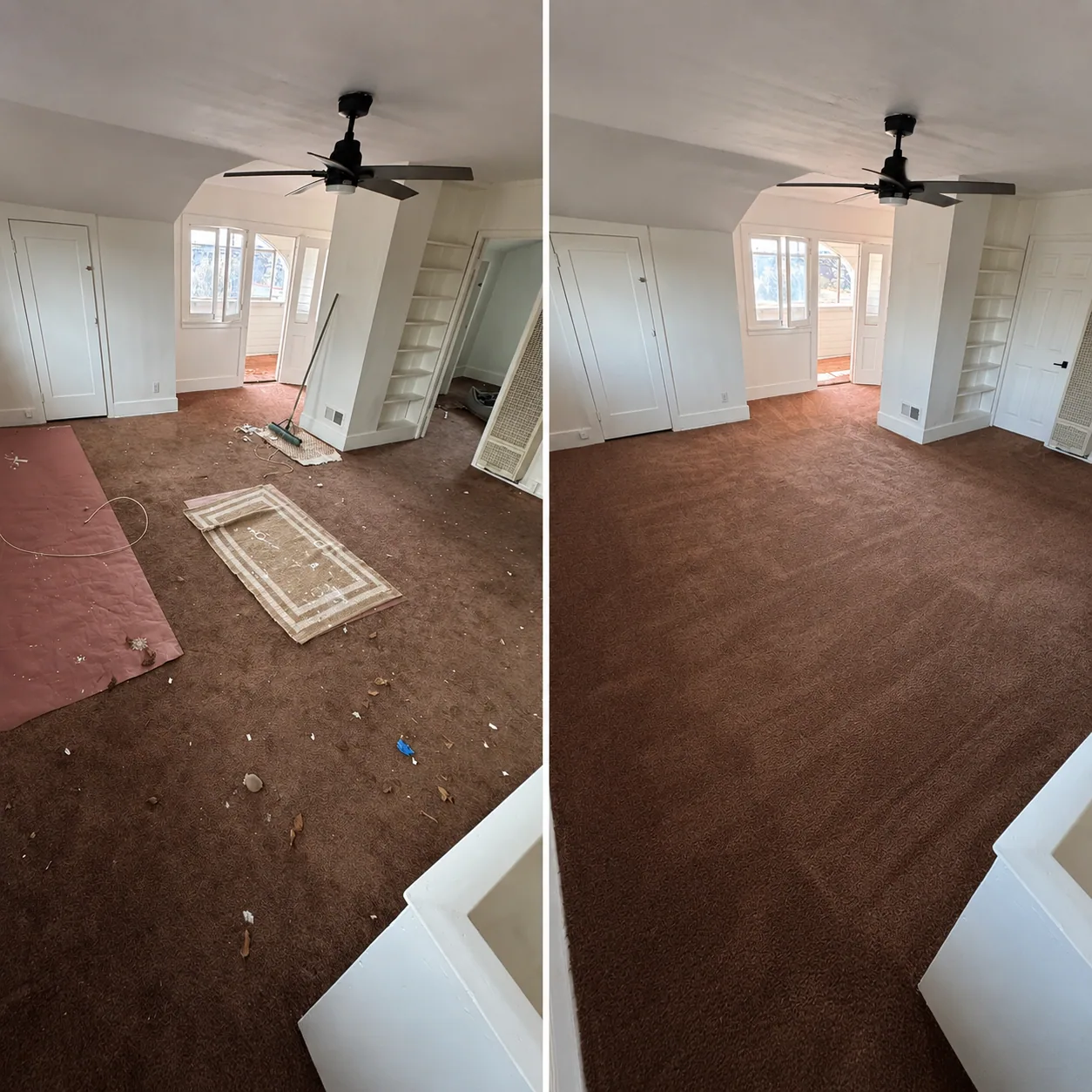 Before and after living room carpet deep cleaning result in Narellan NSW